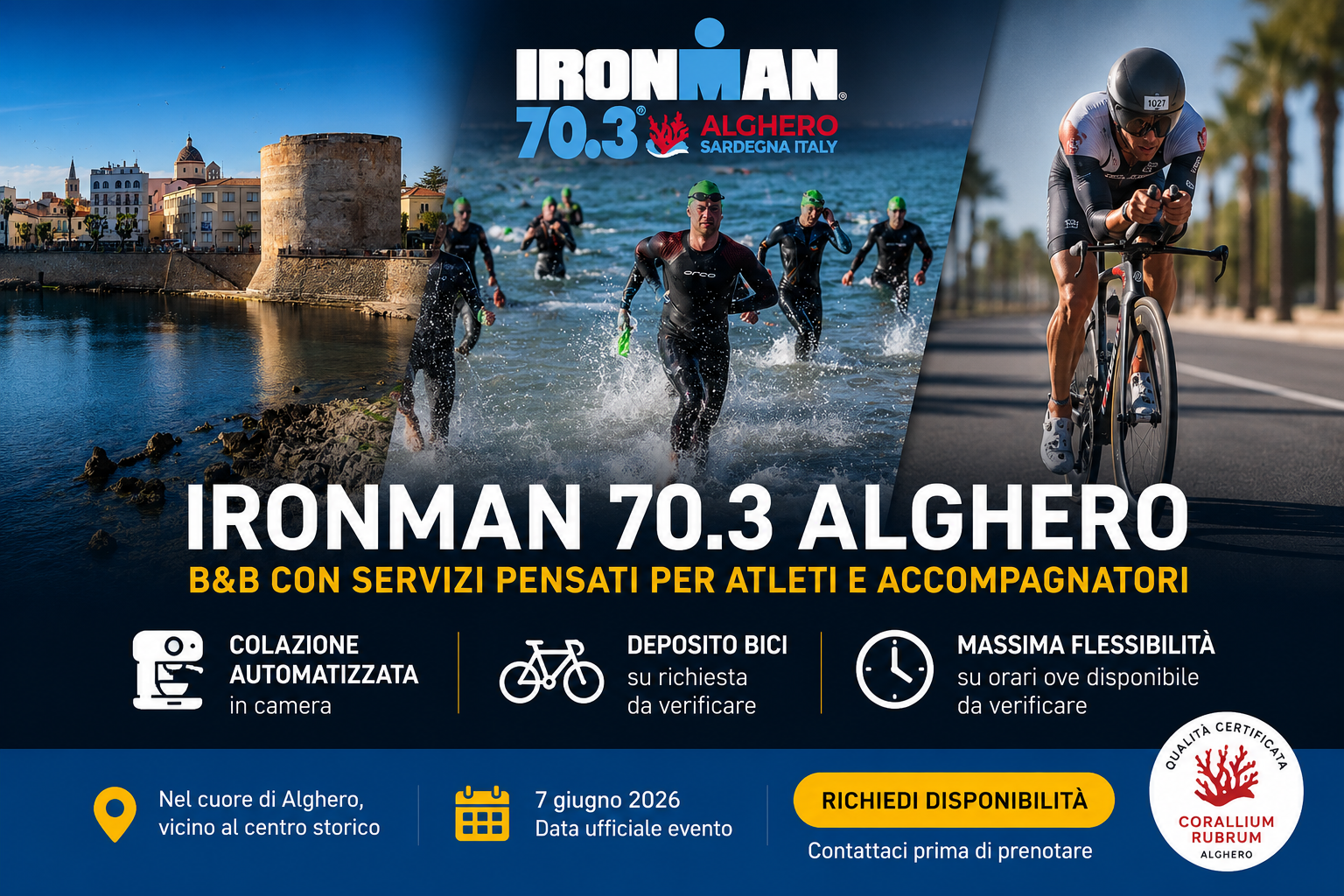 IRONMAN 70.3 Alghero Offer: B&B with Early Breakfast and Bike Storage